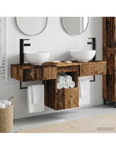 Set di mobili per il bagno 3 pz Legno antico