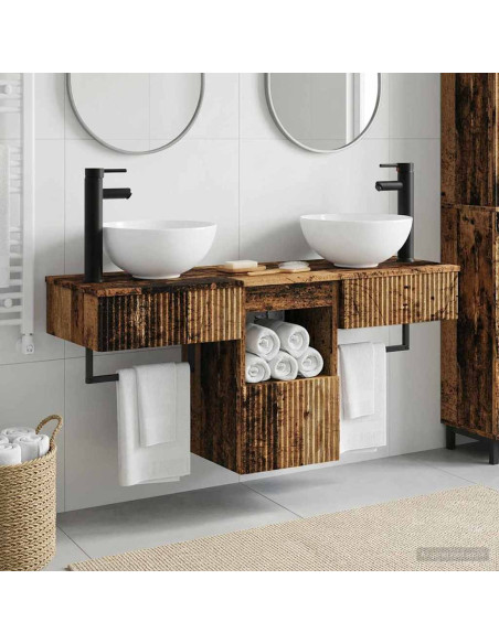 Set di mobili per il bagno 3 pz Legno antico