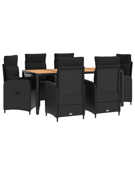 Set da pranzo per esterni 7 pz Nero