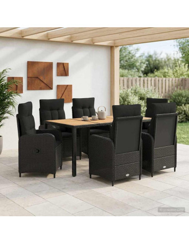 Set da pranzo per esterni 7 pz Nero