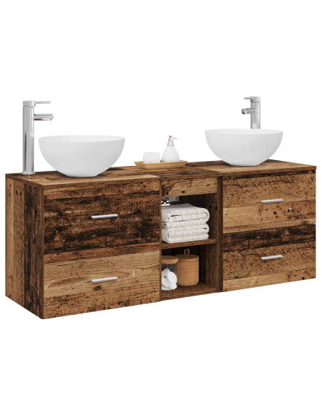 Set di Armadi da Bagno 3 pz Legno antico 49,5 x 41 x 64,5 cm