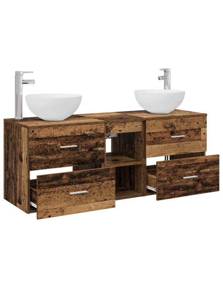 Set di Armadi da Bagno 3 pz Legno antico 49,5 x 41 x 64,5 cm