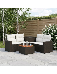Set di divani 6 pz Nero e Bianco Crema