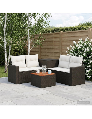 Set di divani 6 pz Nero e Bianco Crema