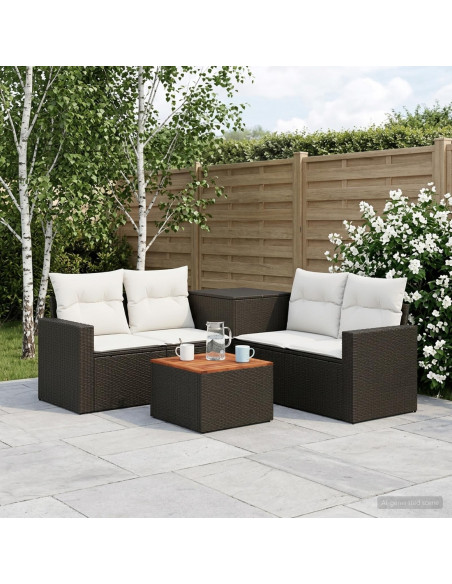 Set di divani 6 pz Nero e Bianco Crema
