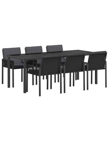 Set da Pranzo per Giardino 19 pz Nero polyrattan