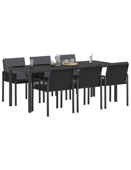 Set da Pranzo per Giardino 19 pz Nero polyrattan
