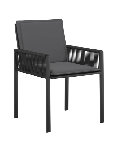 Set da Pranzo per Giardino 19 pz Nero polyrattan