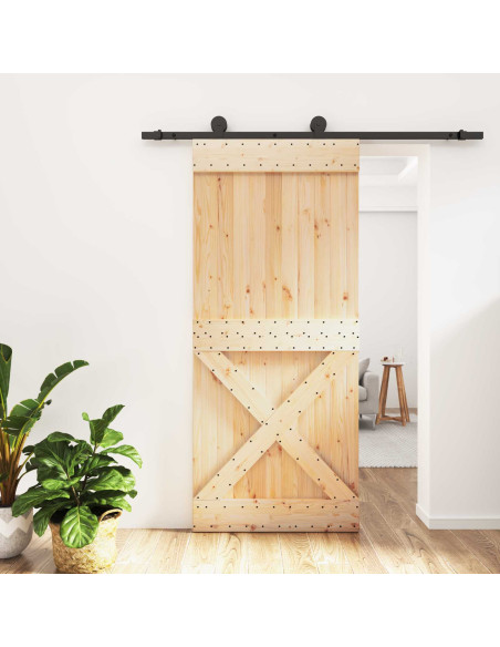 Porta scorrevole Naturale e Nero 90 x 210 cm