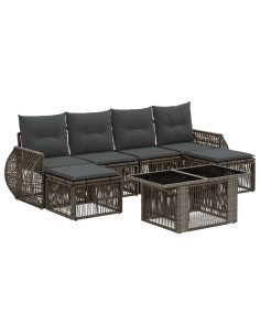 Set Divano da Giardino 7 pz Grigio e Grigio Scuro polyrattan 2