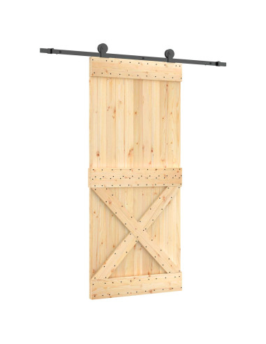 Porta scorrevole Naturale e Nero 90 x 210 cm