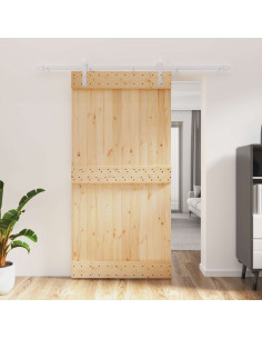 Porta scorrevole Naturale e Bianco 100 x 210 cm