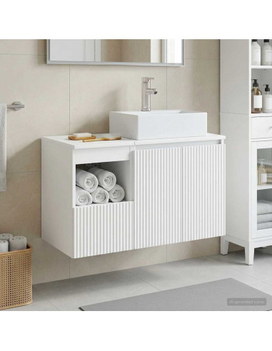 Set di mobili per il bagno 2 pz Bianco Legno ingegnerizzato