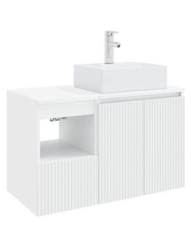 Set di mobili per il bagno 2 pz Bianco Legno ingegnerizzato