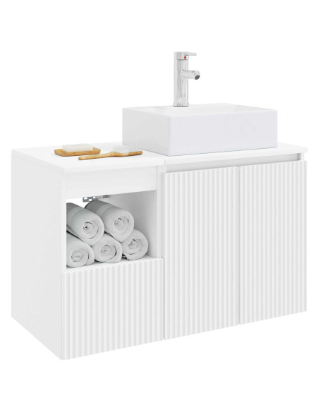 Set di mobili per il bagno 2 pz Bianco Legno ingegnerizzato