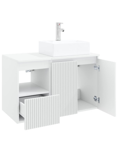 Set di mobili per il bagno 2 pz Bianco Legno ingegnerizzato