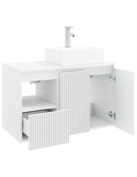 Set di mobili per il bagno 2 pz Bianco Legno ingegnerizzato