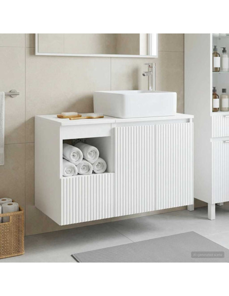 Set di mobili per il bagno 2 pz Bianco Lucido