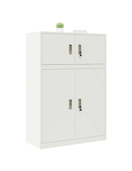 Armadio 2 pz Bianco 90 x 40 x 130 cm Acciaio Bloccabile