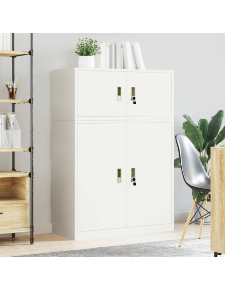 Armadio 2 pz Bianco 90 x 40 x 130 cm Acciaio Bloccabile