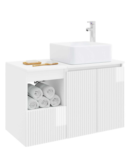 Set di mobili per il bagno 2 pz Bianco Lucido