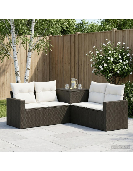 Set di divani 5 pz Nero e Bianco Crema