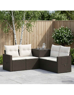 Set di divani 5 pz Nero e Bianco Crema