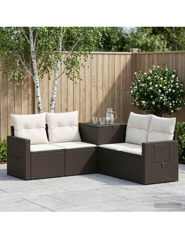 Set di divani 5 pz Nero e Bianco Crema