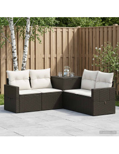 Set di divani 5 pz Nero e Bianco Crema