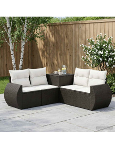 Set di divani 5 pz Nero e Bianco Crema