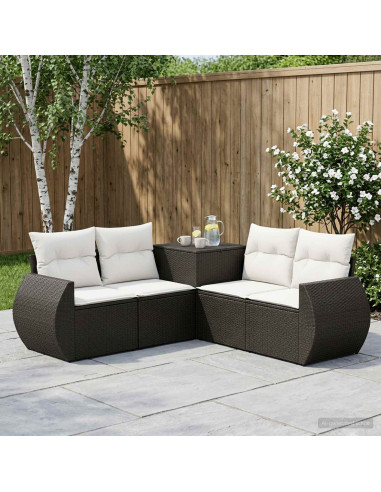 Set di divani 5 pz Nero e Bianco Crema