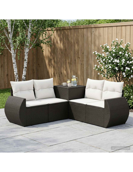 Set di divani 5 pz Nero e Bianco Crema