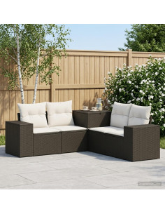Set di divani 5 pz Nero e Bianco Crema
