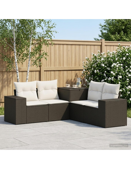 Set di divani 5 pz Nero e Bianco Crema