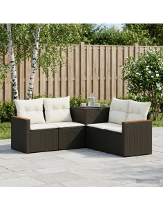 Set di divani 5 pz Nero e Bianco Crema