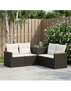 Set di divani 5 pz Nero e Bianco Crema