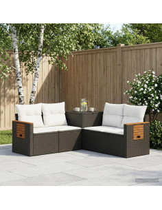 Set di divani 5 pz Nero e Bianco Crema