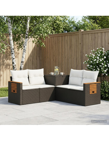 Set di divani 5 pz Nero e Bianco Crema