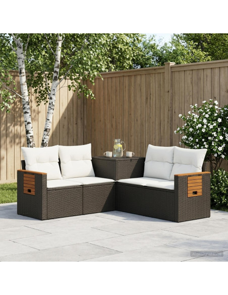 Set di divani 5 pz Nero e Bianco Crema