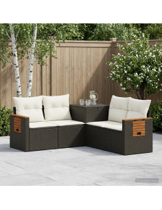 Set di divani 5 pz Nero e Bianco Crema
