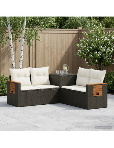 Set di divani 5 pz Nero e Bianco Crema