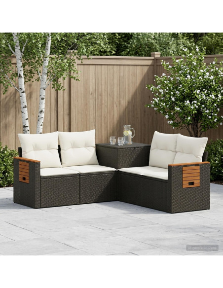 Set di divani 5 pz Nero e Bianco Crema