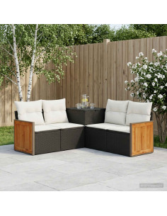 Set di divani 5 pz Nero e Bianco Crema