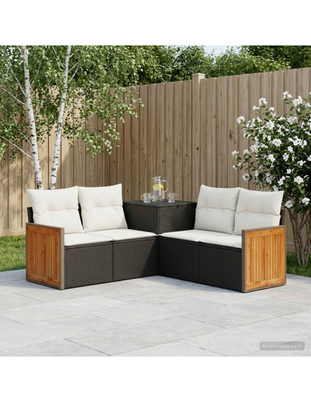 Set di divani 5 pz Nero e Bianco Crema