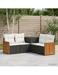 Set di divani 5 pz Nero e Bianco Crema
