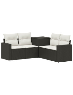 Set di divani 5 pz Nero e Bianco Crema 2