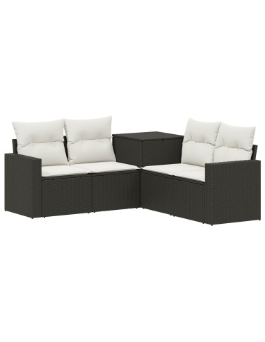 Set di divani 5 pz Nero e Bianco Crema