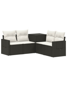 Set di divani 5 pz Nero e Bianco Crema 2