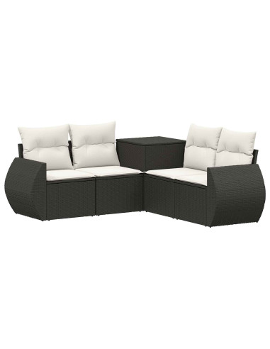 Set di divani 5 pz Nero e Bianco Crema