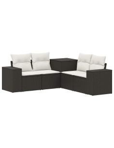 Set di divani 5 pz Nero e Bianco Crema 2